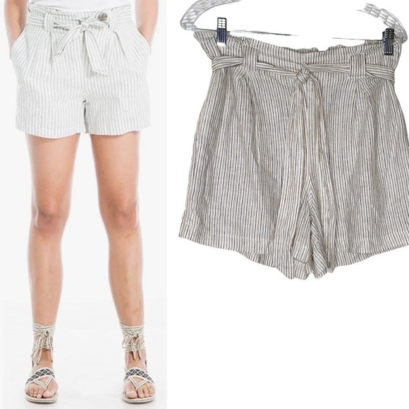 Max Studio linen blend shorts with front tie and paper-bag waistline Size XS - Picture 1 of 7